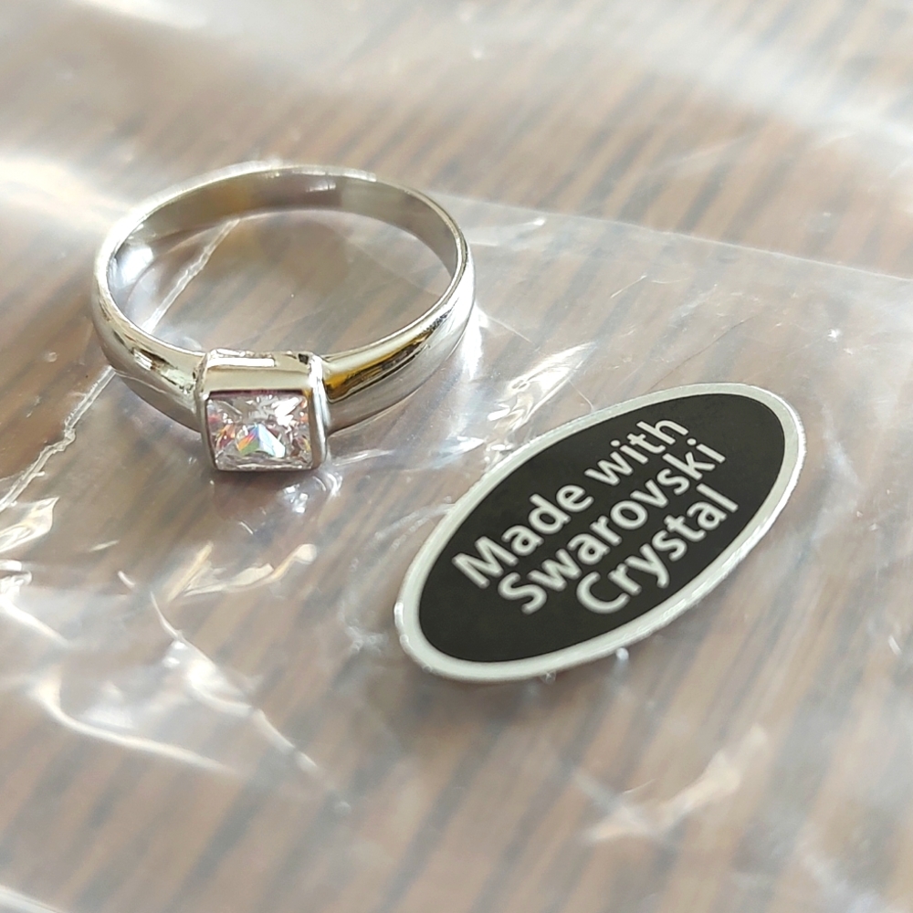 Clear Swarovski Crystal Ring, Sz 9